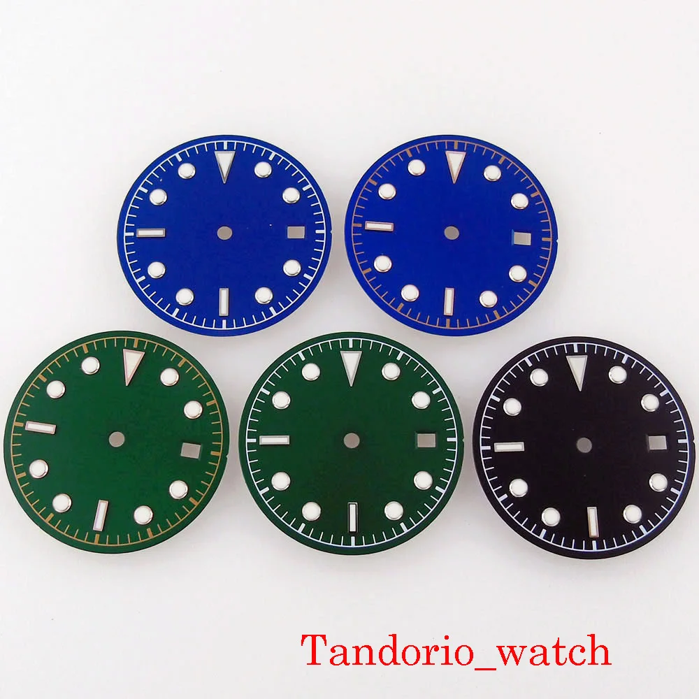 

Black Blue Green 30.5mm Watch Dial For NH35A MIYOTA 8215 821A 8205 Mingzhu 2813 Movement With Date Window Wristwatch Replacement