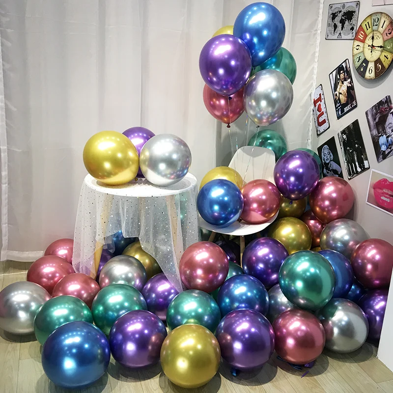 

50pcs 10inch Gold Silver Black Metal Latex Balloons Wedding Decorations Matte Helium Globos Birthday Party Decoration Adult