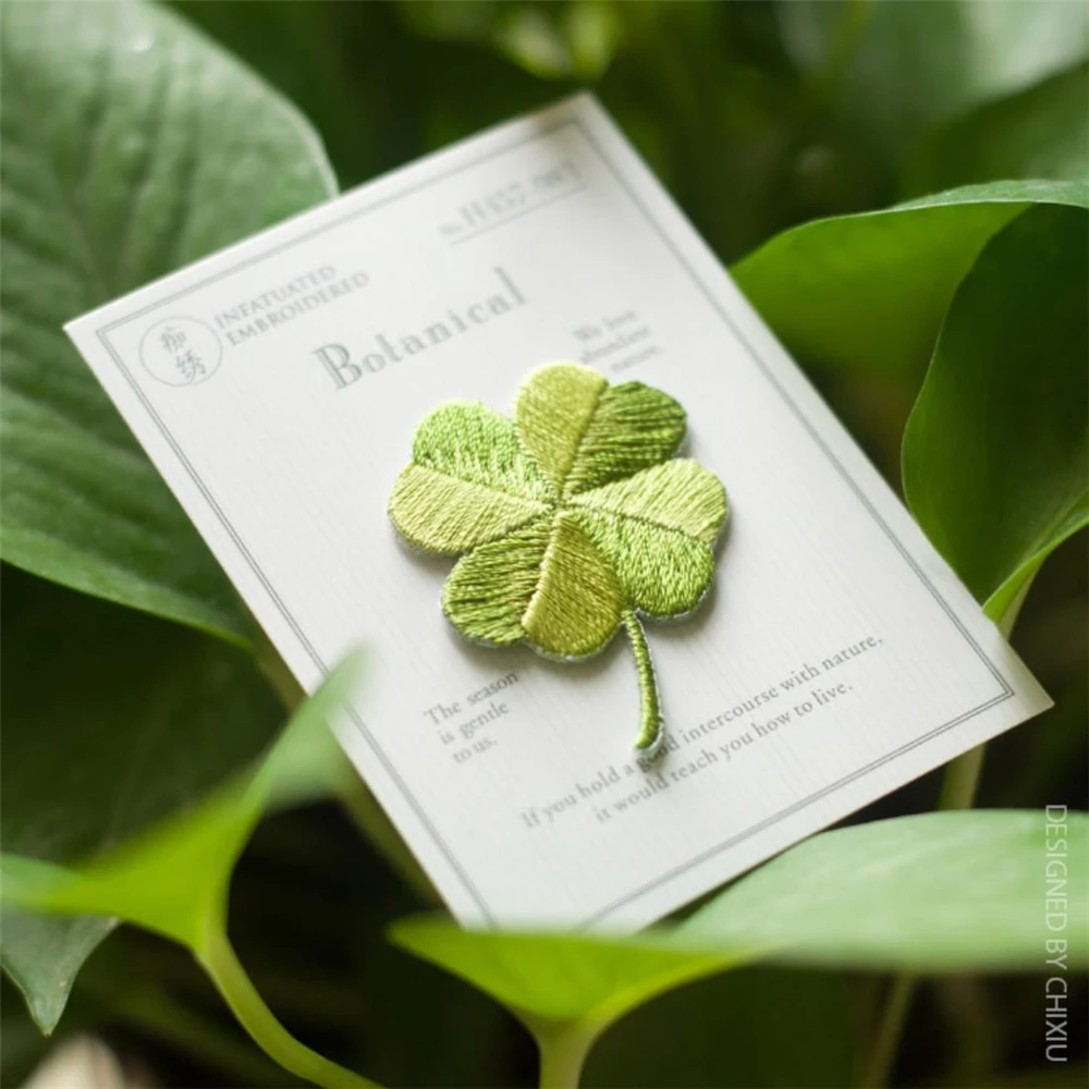 Нашивки в виде четырехлистного клевера для одежды аппликации с помощью утюга