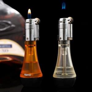 Fixed Floating Cigarette Lighter Butane Torch Lighter Metal Transparent Visible Gas Cigar Cigarette Accessories Mens Gift Gadget