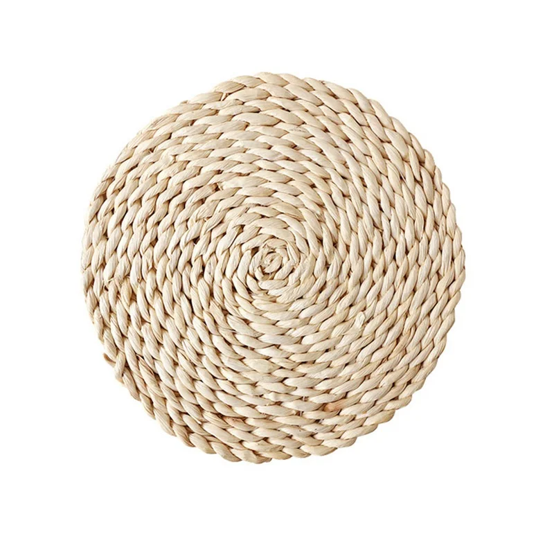 

Round Rattan Placemats Natural Corn Straw Woven Dining Table Mats Heat Insulation Pot Holder Cup Coasters Kitchen Accessories