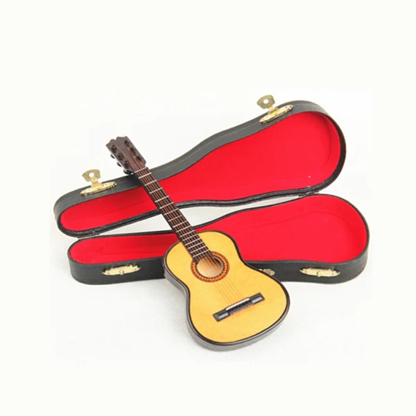 

Yuker 1:12 Dollhouse Mini Guitar Miniature Wooden Wood Acoustic Guitar Musical Instrument With Case Stand Box