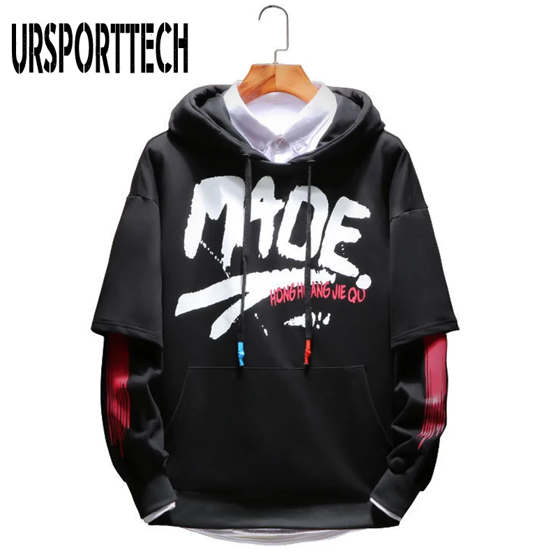 Мужская толстовка с длинным рукавом буквенным принтом|Мужские толстовки и