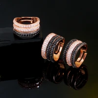 threegraces 585 rose gold engagement jewelry micro pave cubic zircon black white multi layer adjustable ladies party ring rg126