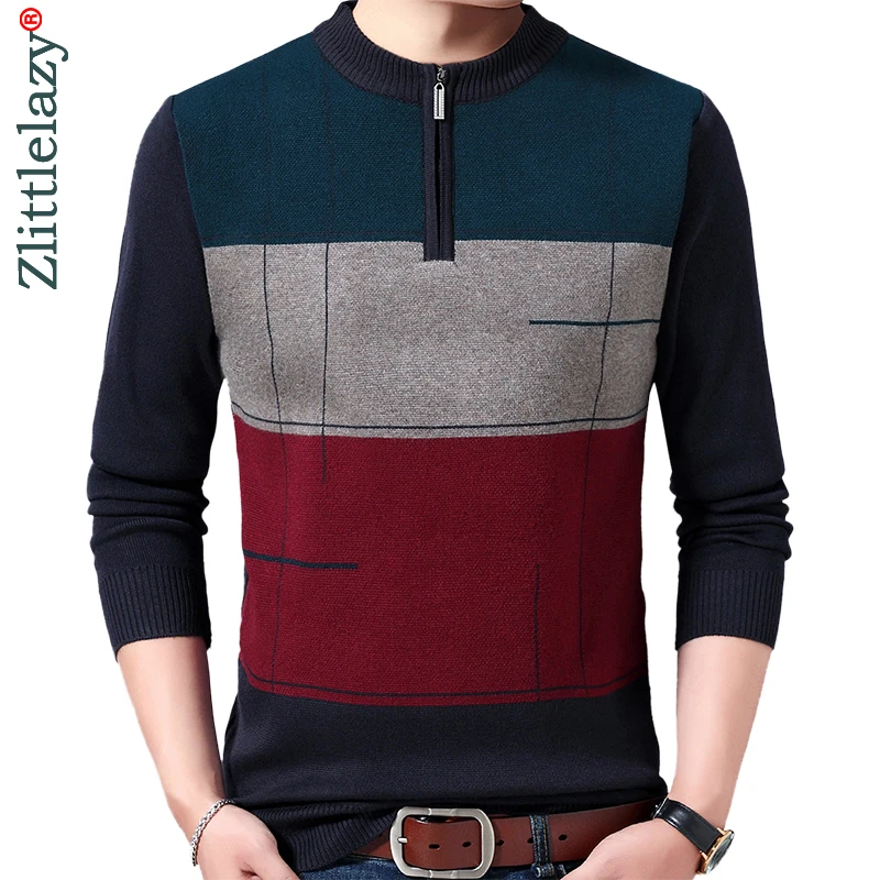 2021 Повседневный толстый теплый зимний вязаный свитер на молнии Мужская одежда
