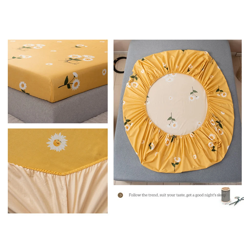 

2020 New Product1pcs 100%Polyester Printed Fitted Sheet Mattress Cover Four Corners With Elastic Band Bed Sheet(no pillowcases)