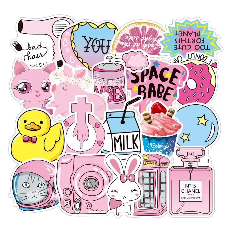 50 ⑤ упак. ПВХ водонепроницаемый Vsco девушки Kawaii розовый забавный стикер игрушки