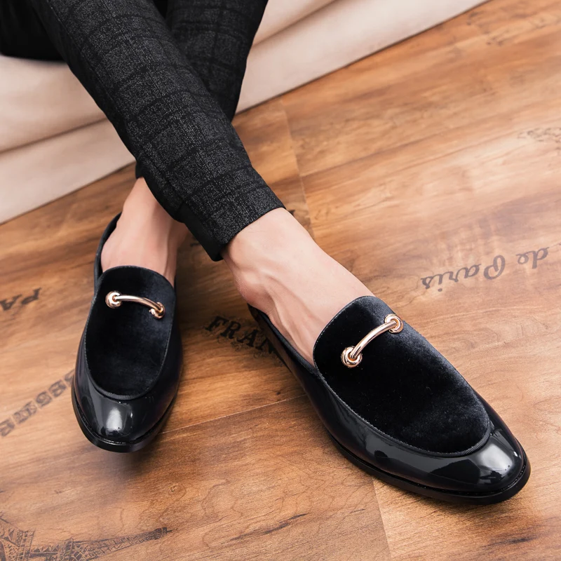 

YEINSHAARS Spring Autumn Men Business Dress Shoes Round Toe Shoes for Wedding Slip On Party Shoes Man Luxury Casual Shoes