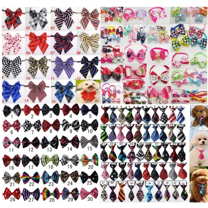 

100pc/lot Hot sale Colorful Pet Dog puppy Tie Bow Ties Cat Neckties Dog Grooming Supplies for small middle big dog 4 model C2