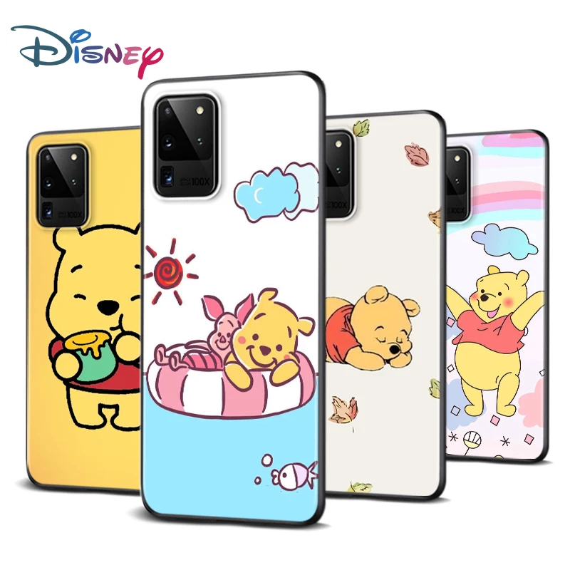 

Disney Winnie the pooh for Samsung Galaxy S21 S20 FE Ultra Lite S10 5G S10E S9 S8 Plus Black Soft Phone Case