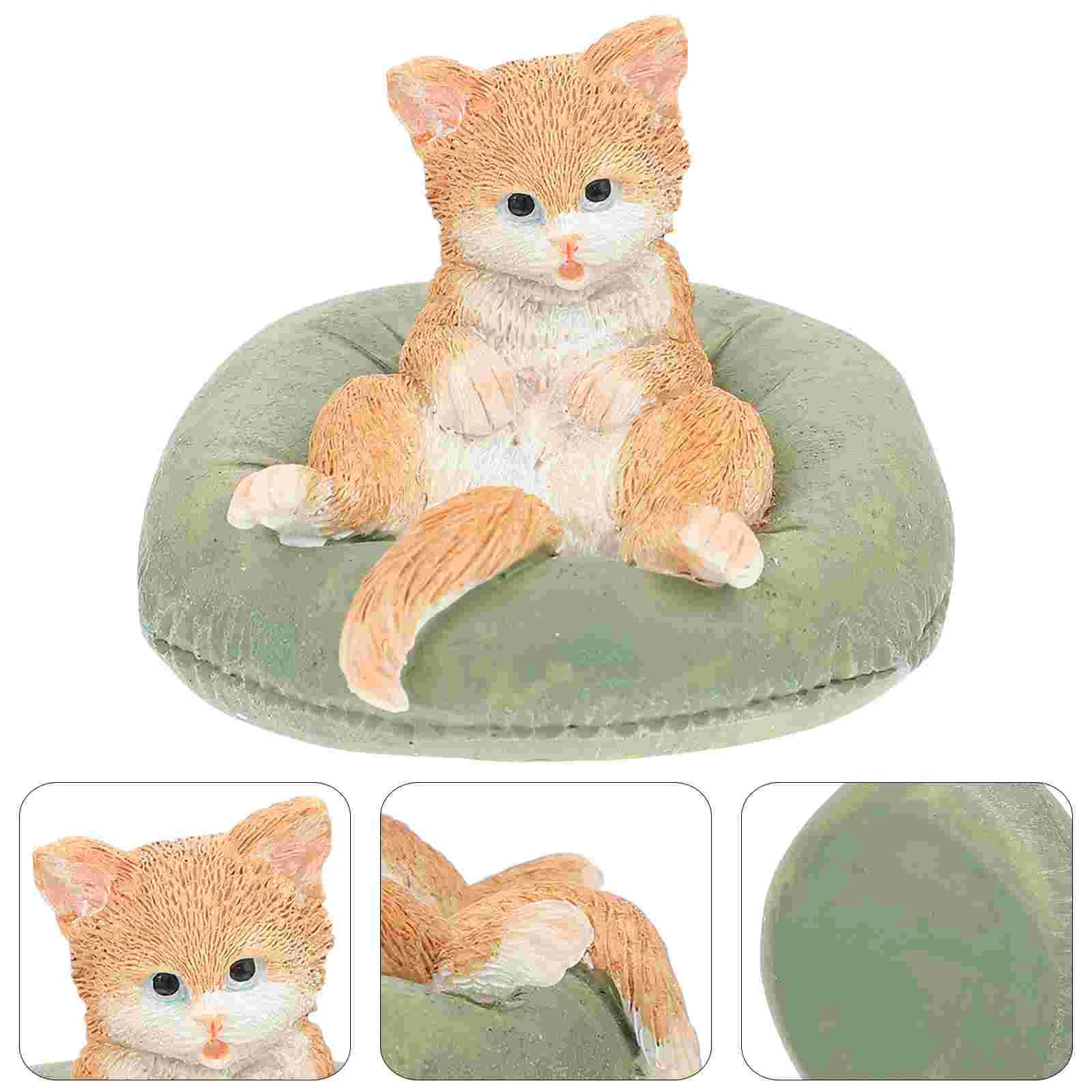 

1pc Resin Cat Ornament Adorable Cat Statue Decorations Home Decor Simulated Animal