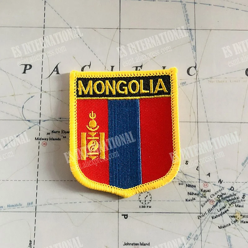 Монгольский Национальный флаг вышивка нашивки значки Shield и квадратная форма Pin