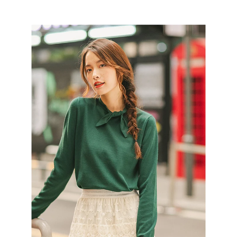 INMAN весенне-осенний пуловер с воротником-стойкой и милыми заячьими ушками тонкий