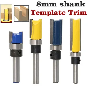 Фреза для деревообработки с хвостовиком 8 мм, 14 дюйма, для древесины, карбида вольфрама, ЧПУ Инструмент, прямая обрезная фреза с подшипником