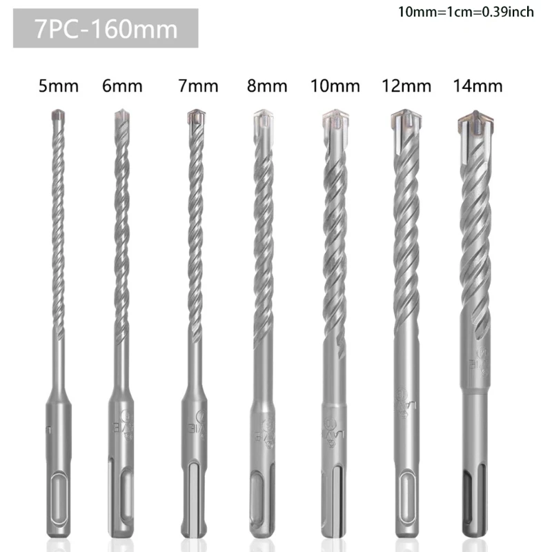 

K1KA Durable 7-piece Durable Round Shank Cross Drill Bit Hand Tools for Wood Plastic Drill Bits Hand Tools