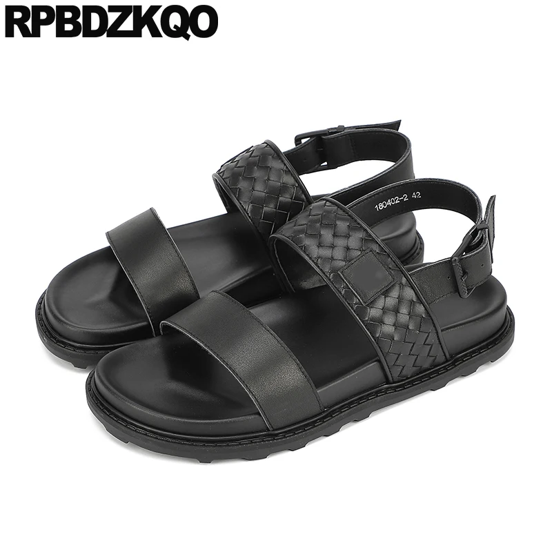 Сланцы мужские из натуральной кожи шлепанцы дышащие без застежки на платформе