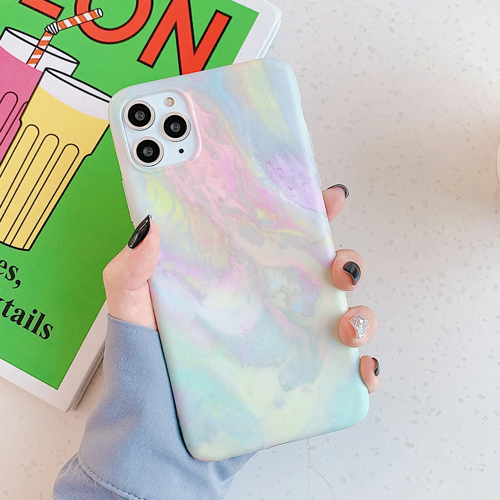 LOVECOM винтажный градиентный цветной мраморный чехол для телефона для iPhone 11 Pro Max XR XS Max 6 6S 7 8 Plus X Матовый Мягкий IMD чехол-накладка