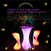 d60h110cm rechargeable led illuminated cocktail table lighted up bar table plastic coffee table indoor or outdoor use
