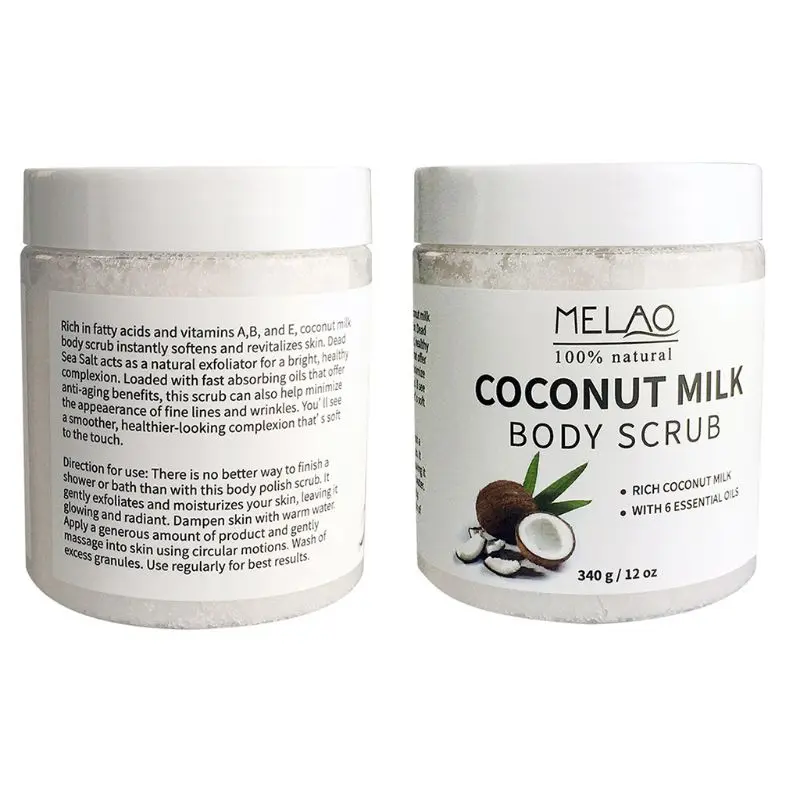 

Q81B Coconut Milk Essential Oil Body Face Scrub Exfoliating Blackheads Sea Salt Natural Whitening Cream