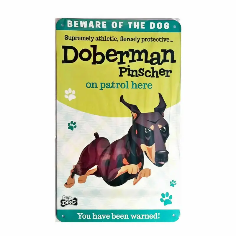 

Wags & Whiskers Dog Sign/Plaque Doberman Pinscher - Tin Plaque 8x12