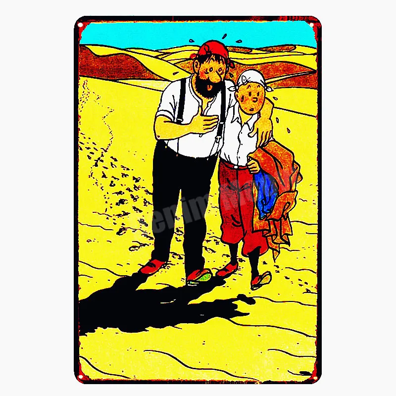 D Tintin мультфильм металлическая Оловянная вывеска Альфа арт живопись магазин настенный стикер домашний декор Tintin фильм плакат Бар Винтаж железные тарелки MN120 - Цвет: D