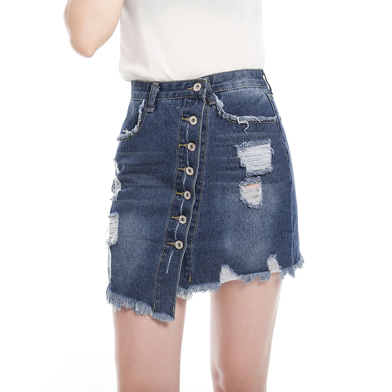 Фирменная Новинка женские Мода Ретро разорван нерегулярный джинсовая юбка
