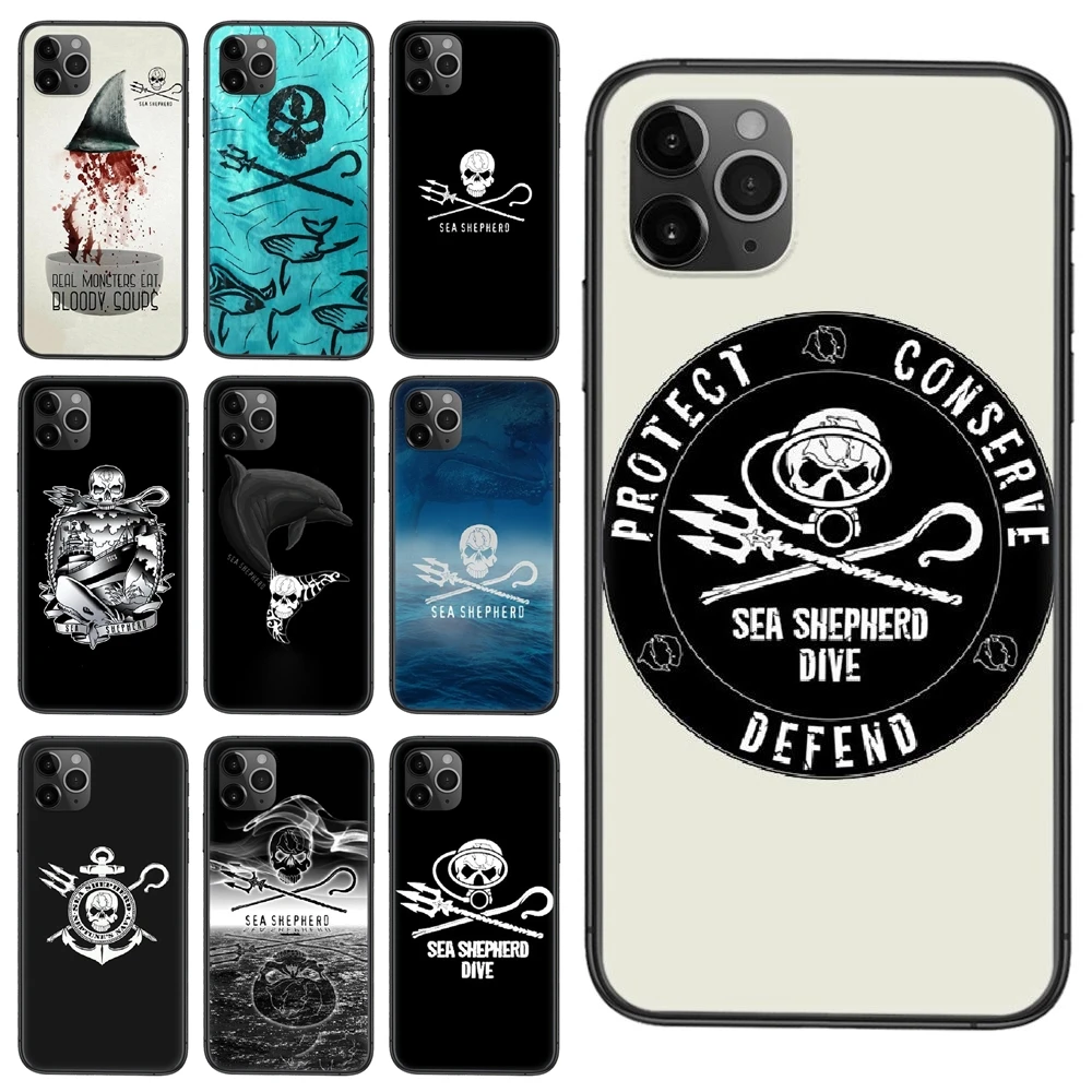 Для Apple iPhone X XR XS 11 12Pro Mini MAX 5S 5C SE 6S 7 8 Plus 2020 Enjoy Sea pard Protect The Ocean Black Coque Trend | Мобильные
