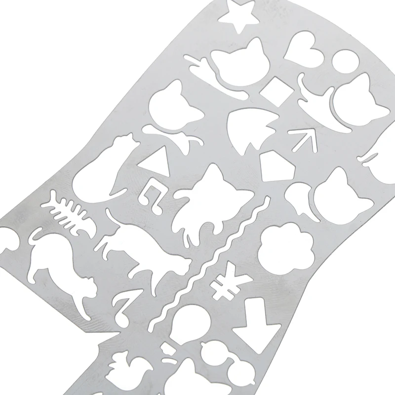 

1pc cat phone pattern metal template ruler multifunctional bookmark ruler hollow ruler drawing tool kawaii