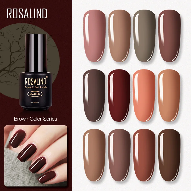 Коричневая серия Гель ROSALIND 1 шт. акриловый лак для нейл-арта отмачиваемый без