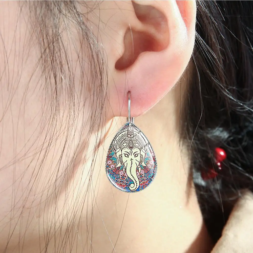 SONGDA богемные Мультяшные серьги-капельки в виде слона мандалы стеклянные