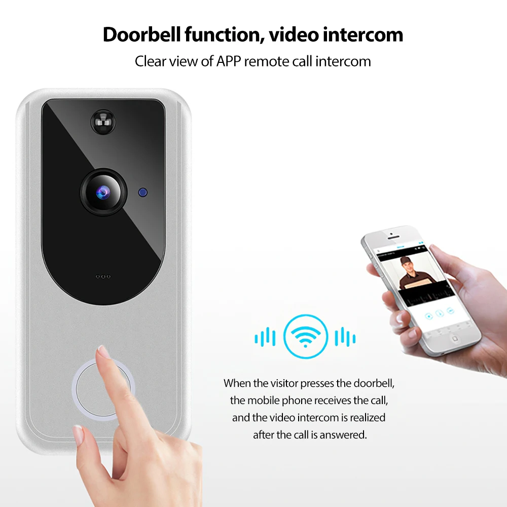 travor wifi doorbell smart home wireless waterproof phone door bell camera 720p hd security outdoor two way audio video intercom free global shipping
