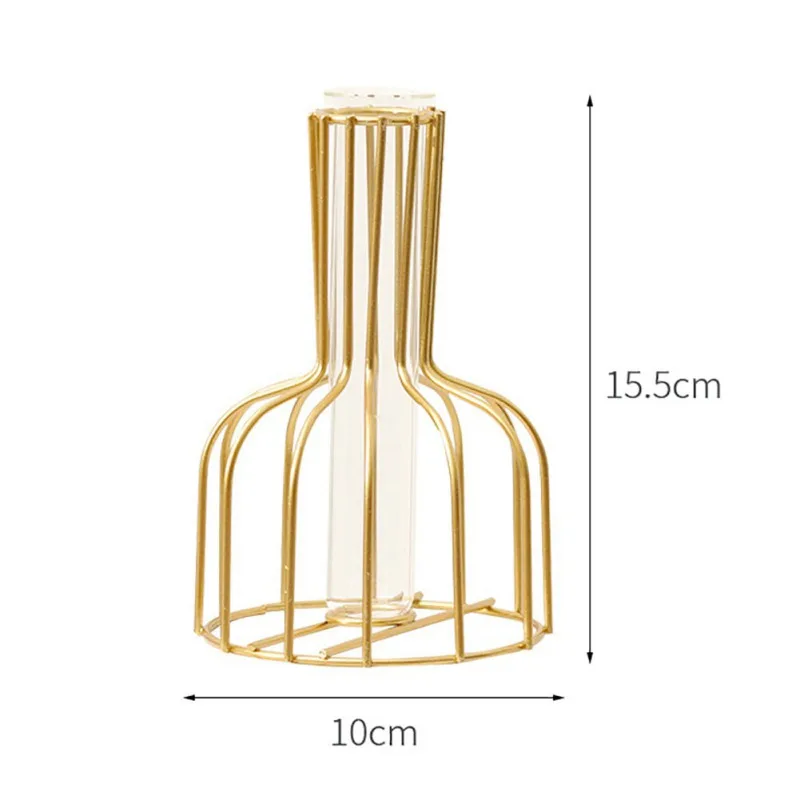 

Vase Wrought iron golden hydroponic vase ornaments can be used for dried flowers/Cultivate fresh flowers