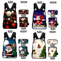 santa funny christmas cartoon travel bags animals knapsack school bags 3d print boy girl bags notebook zipper backpack