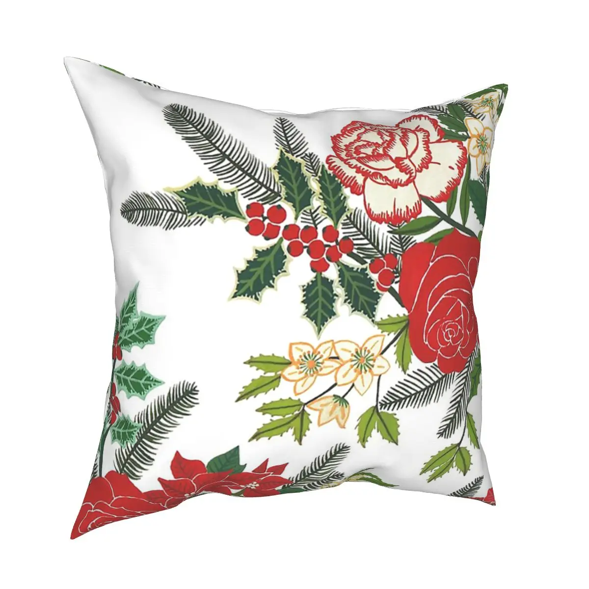 

Чехол для подушки с красными рождественскими цветами, Мягкий тканевый чехол для подушки, декоративный чехол для диванной подушки, чехол для...