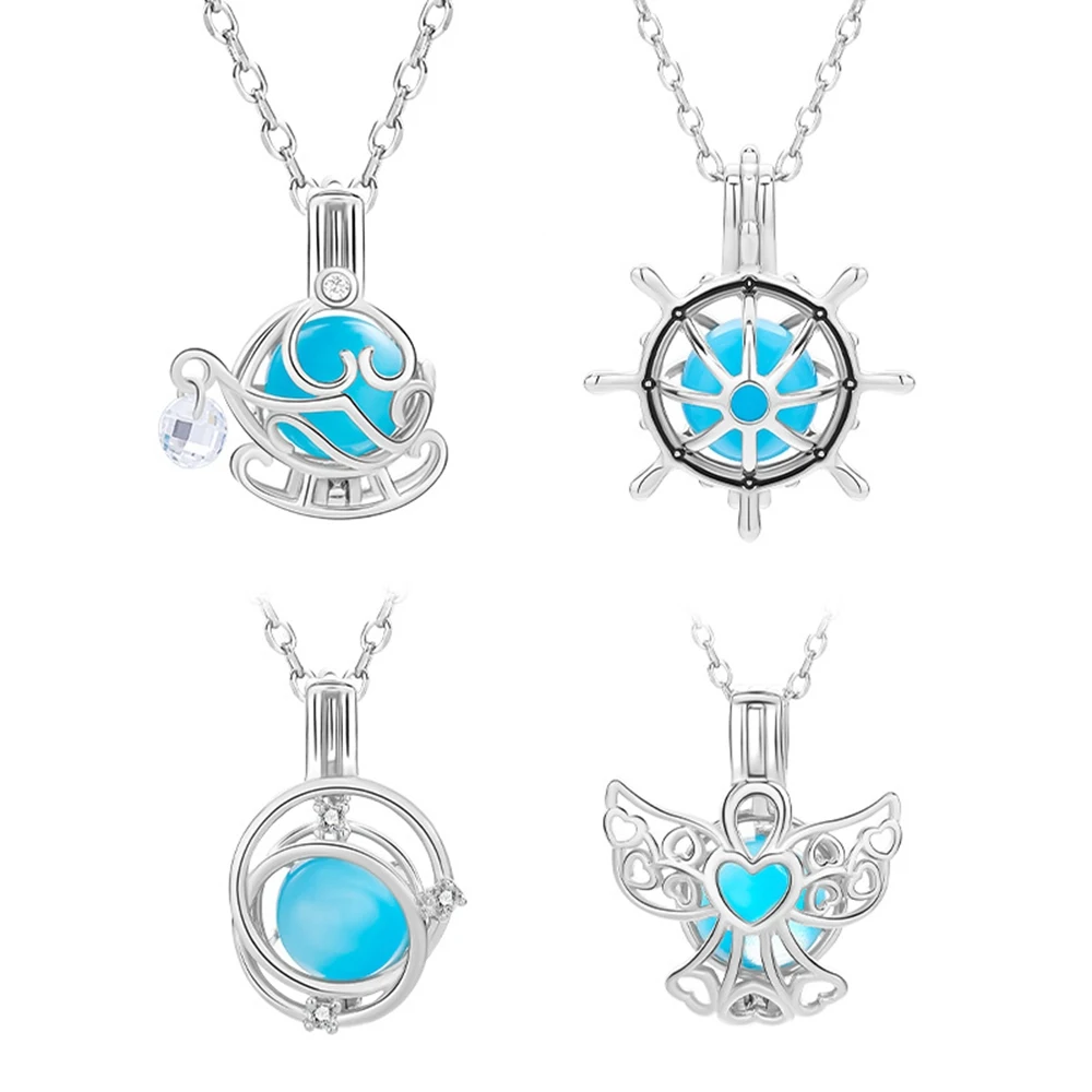 

Creative Corsair Magic Box Necklace S925 Sterling Silver Pearl Cage Pendant