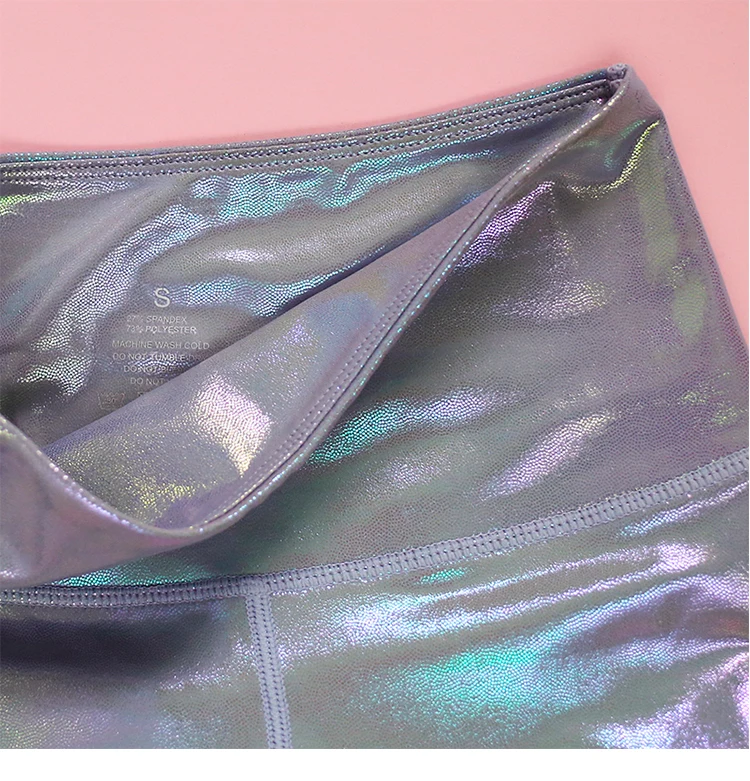 Для женщин блестящие спортивные Леггинсы с высокой талией Фитнес одежда для