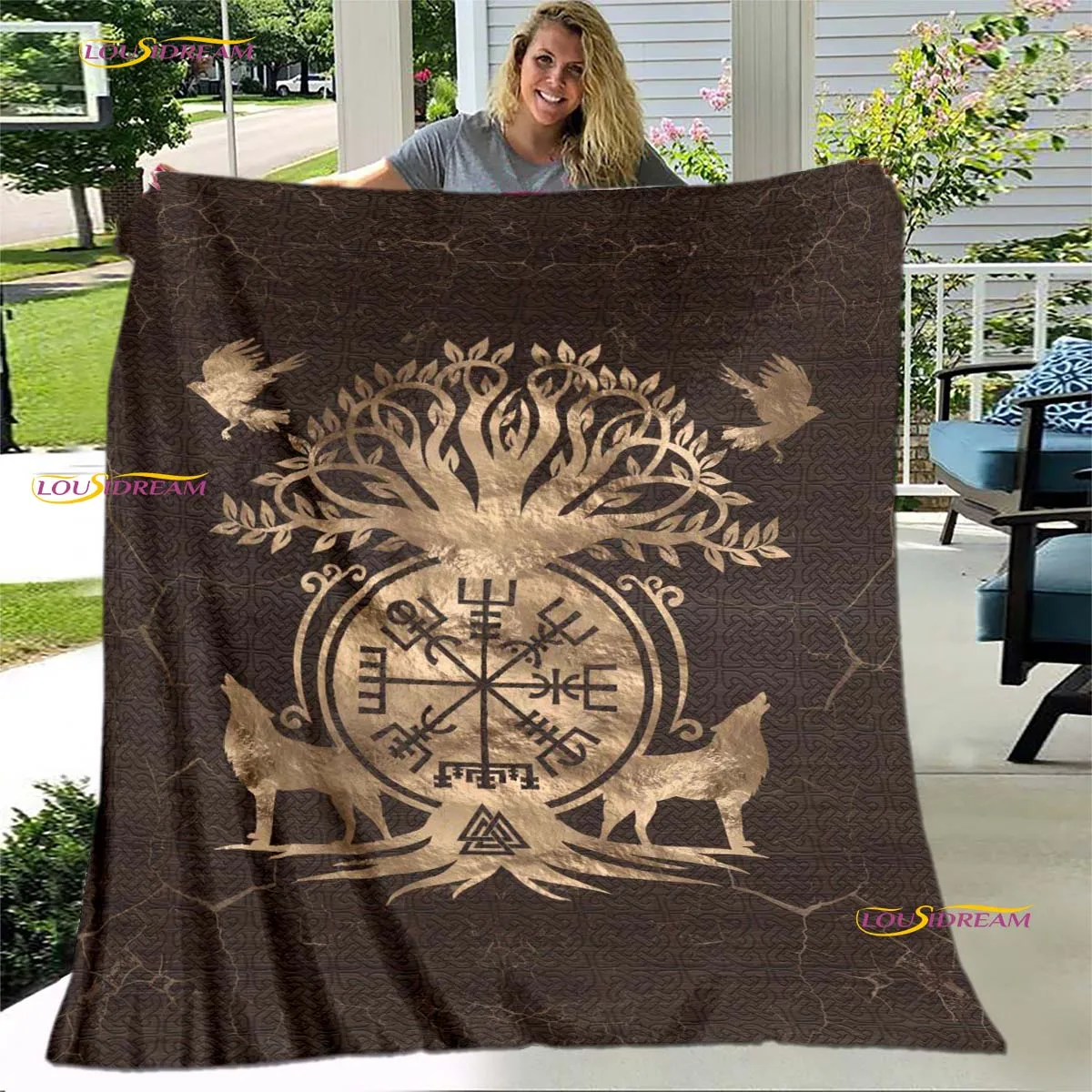 

Одеяло для дивана и кровати, супермягкое теплое фланелевое одеяло с 3D-принтом викингов и татуировкой