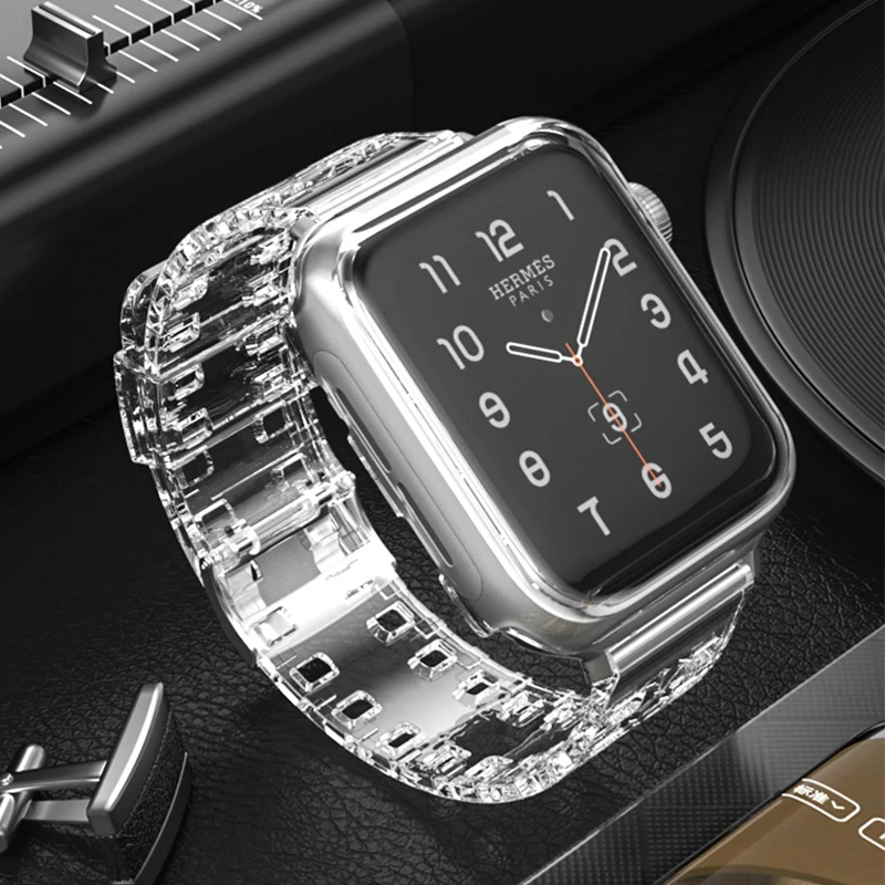 

Transparent silicone watch straps for Iwatch series 5/4/3/2 full transparent bracelet replacement band for Apple Watch 38mm 40mm