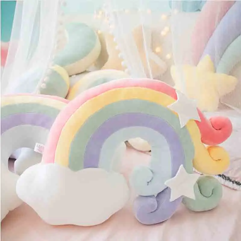 Плюшевая подушка Lucky Boy Sunday красочная луна радуга звезда облако ракушка детские