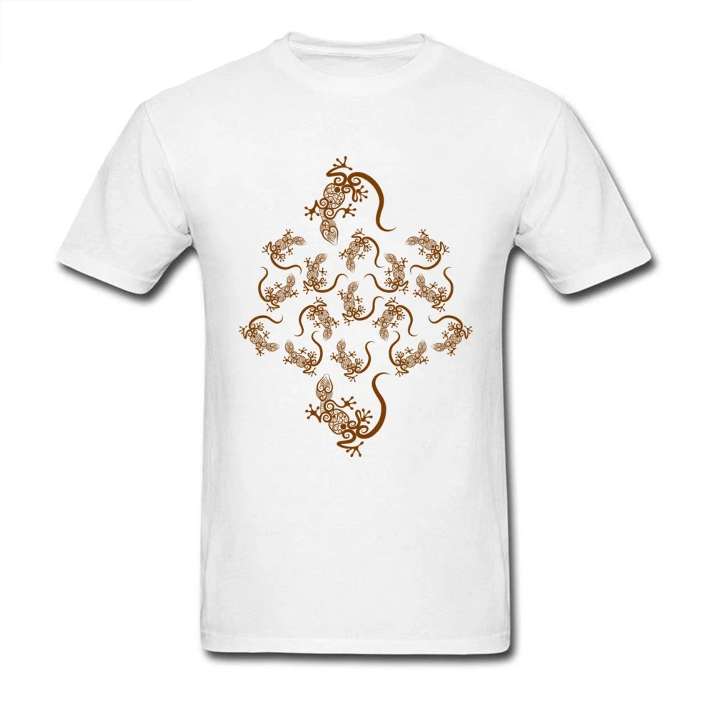 

High Street T-shirt Men Geckos Decoration T Shirt 100% Cotton High Quality Clothes Adult Chic Design Summer Tshirt White Tops