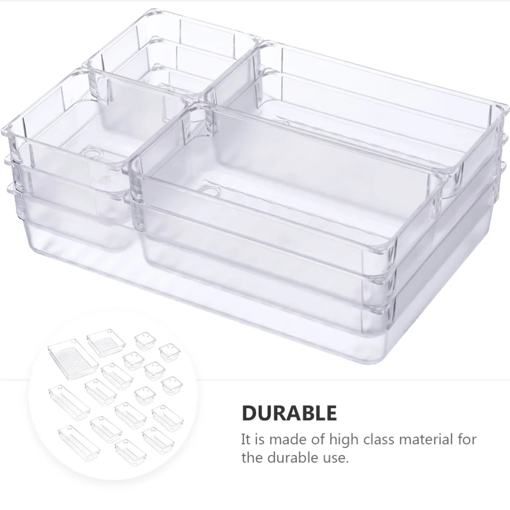 

17pcs Drawer Storage Boxes Desk Drawer Storage Trays Girl Makeup Organizers