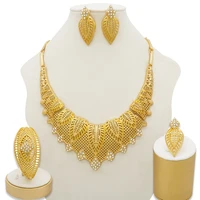 2021 dubai jewelry sets gold fashion ladies crystal bridesmaid indian jewelry african bridal wedding gift saudi arab jewelry set