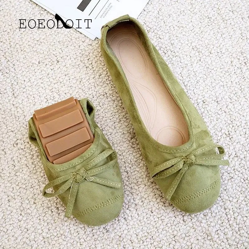 

EOEODOIT Round Toe Casual Moccasins Boat Shoes Women Flat Heel Knot Ballet Drive Shoes Candy Color Summer Sneakers