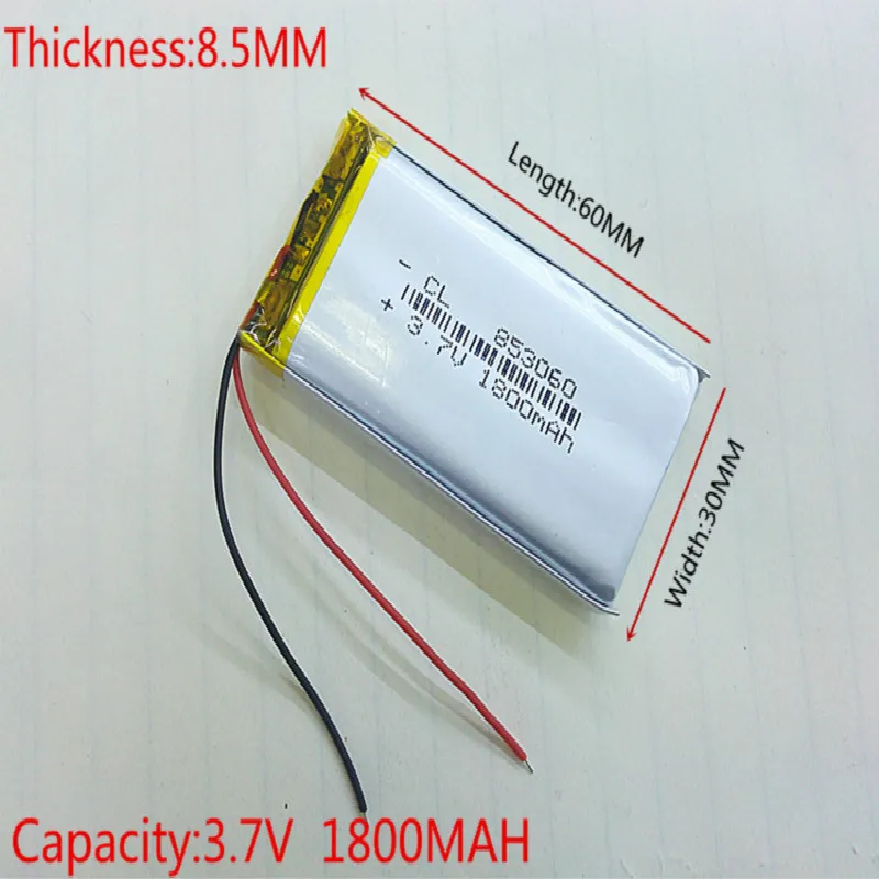

3,7 V 1800mAh 853060 литий-полимерный литий-ионный аккумулятор для Mp3 MP4 MP5 GPS Мобильный bluetooth