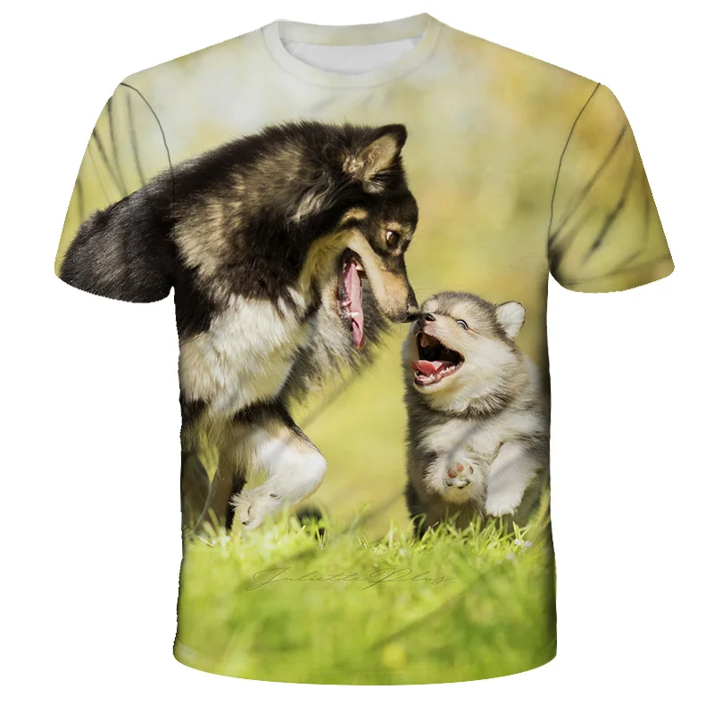 

Camiseta con estampado 3D de gato y cachorro para nio y nia, Tops de calle corto de manga corta, a la moda, cmoda, de verano,