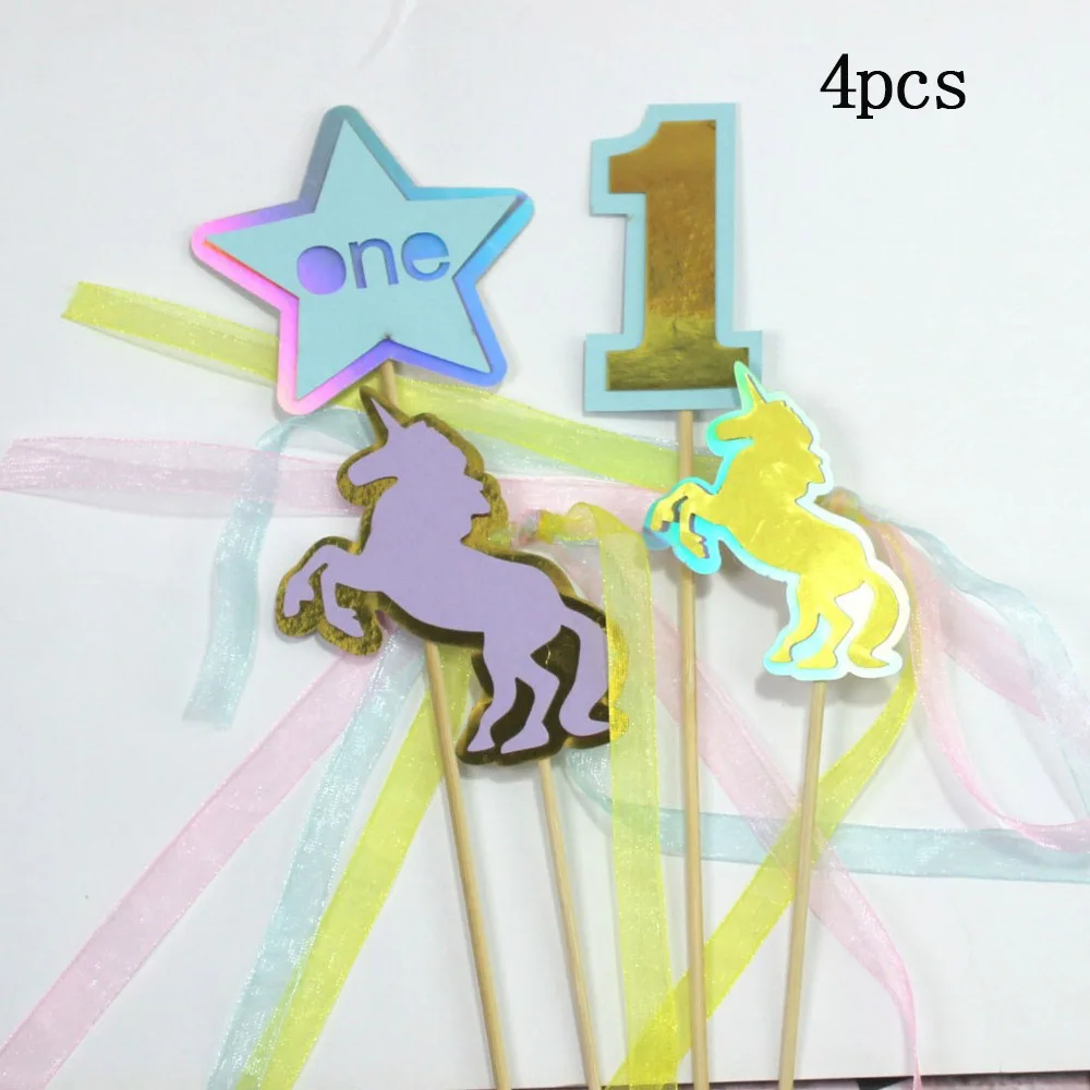 blue unicorn 1 Натуральный зеленый Растительный Торт Топперы лазерные флажки для кексов джунгли Вечеринка день рождения детский душ торт Топпер свадебный торт украшение питания - Цвет: blue unicorn 1