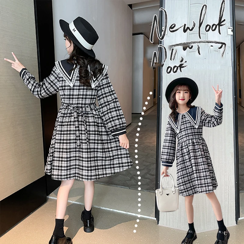 

Girls Dresses Children's Clothing Girls Fashion College Style Child Dress 2022 New Autumn New Medium Big Children's Dress