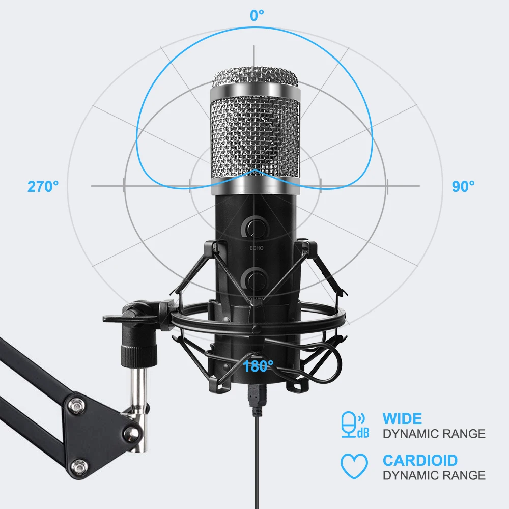 usb microphone with arm e20 condenser computer mic stand with ring light studio kit for gaming youtube video record 2021 upgrade free global shipping