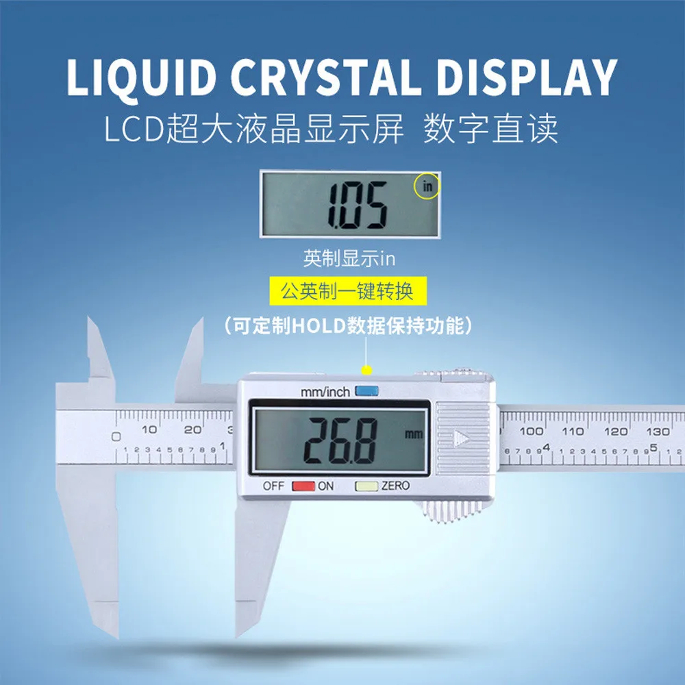 150mm/6inch LCD Digital Electronic Carbon Fiber Vernier Caliper Gauge Micrometer measuring instrument Calipers | Дом и сад