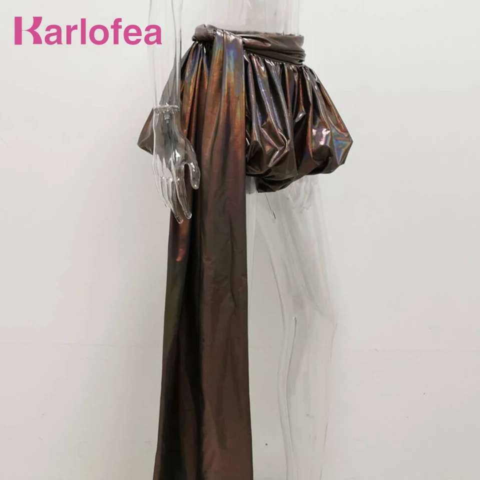 Женские короткие брюки Karlofea стильные фонарики металлического цвета шикарные
